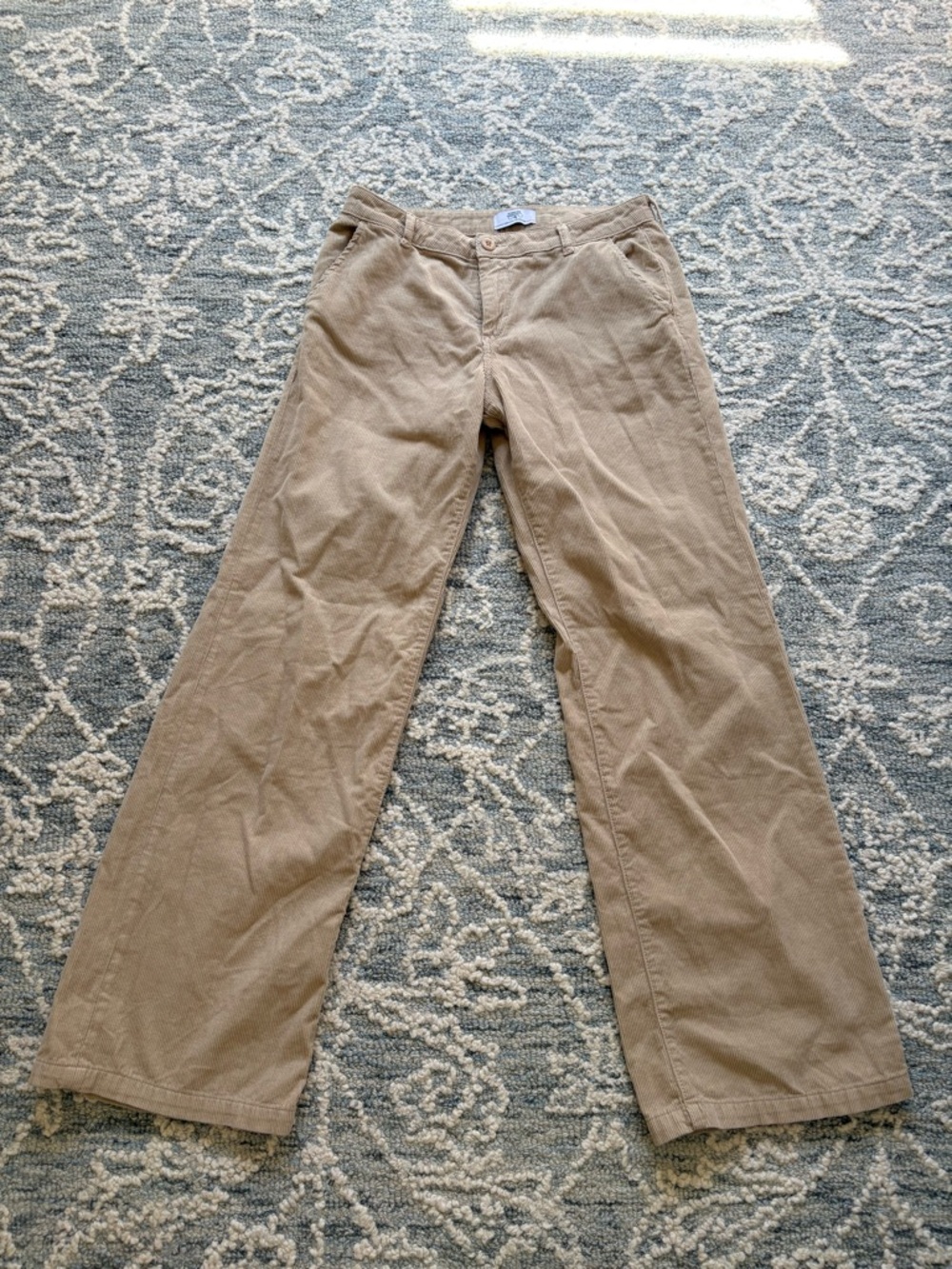 Women’s Tan Low-Rise, wide leg Corduroy Pants